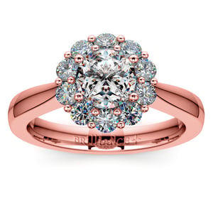 Rose Gold Floral Halo Engagement Ring